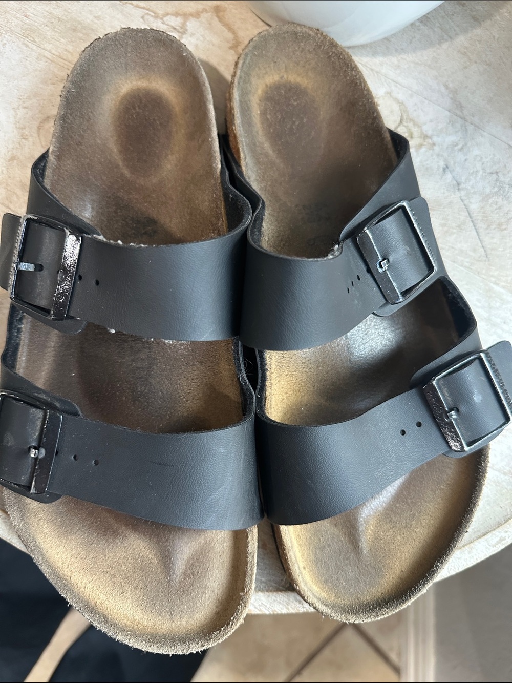 Birkenstock Black Two-Strap Buckle Sandals